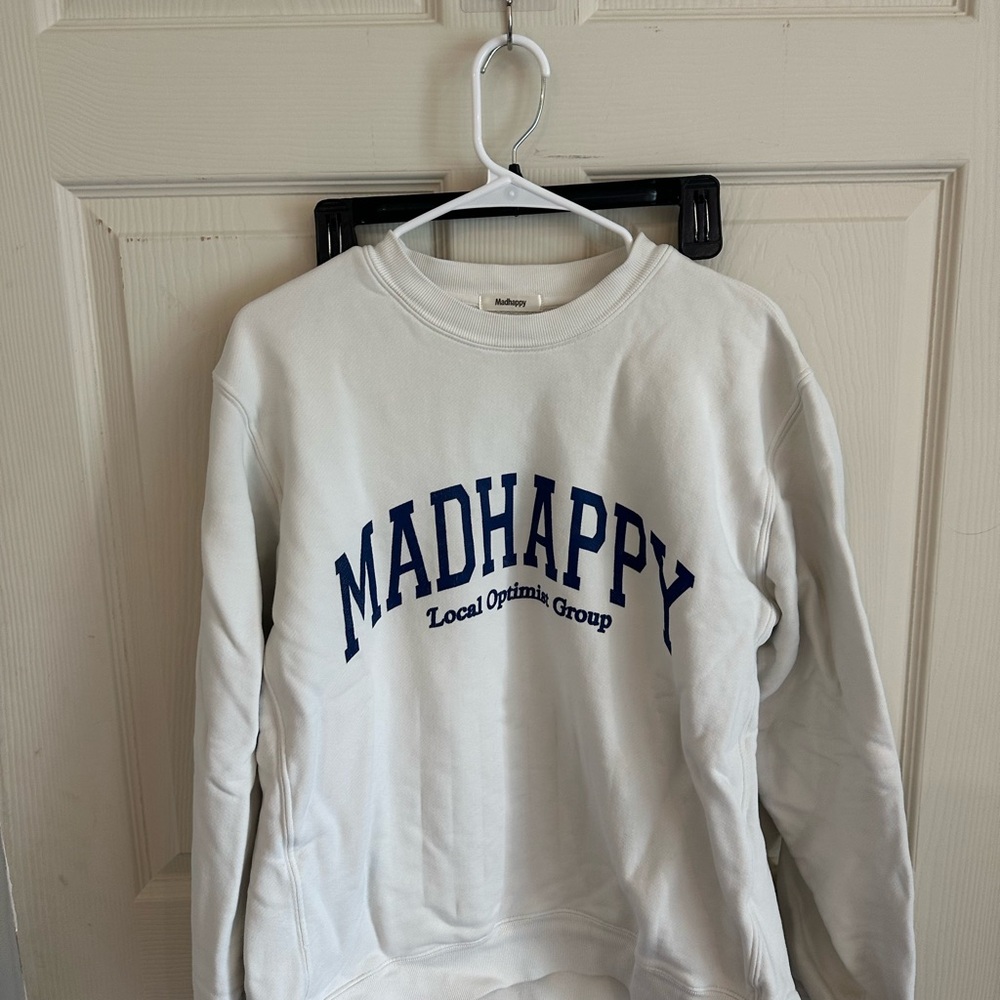 Madhappy White Sweatshirt with Blue Logo